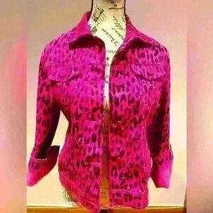 Diane Gilman Jacket Size XS Pink Cheetah Print